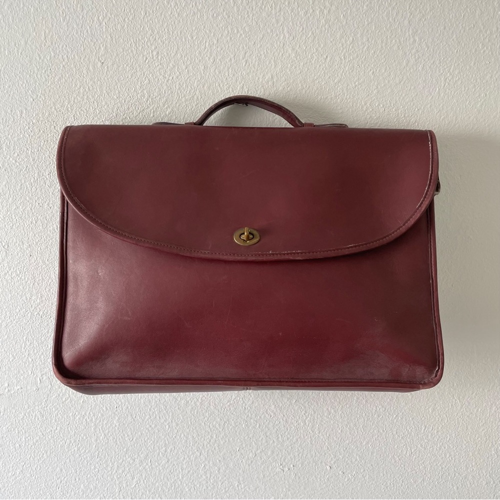 Vintage Coach Lexington Brief Laptop Bag Messenger Burgundy with Shoulder Strap